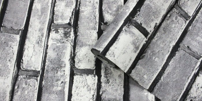1501x1001 Details about Vintage Faux Brick Wallpaper Textured LT.Black/Grey/White for  Home Kitchen Decor