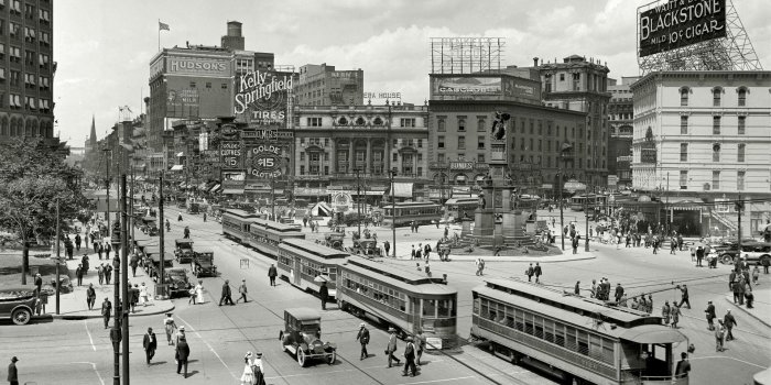 1920x1200 Vintage Detroit City Center Black And White Wallpaper Download Free