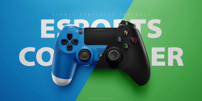 2560x1440 ESports PS4, Xbox Controllers mockup Templates