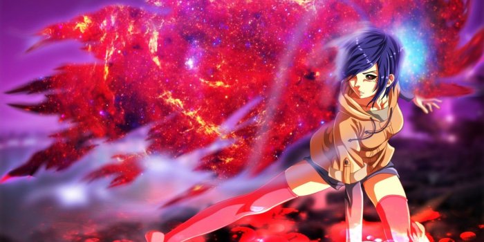 1332x850 Wallpaper dark, fire, flame, girl, blood, game, monster, anime