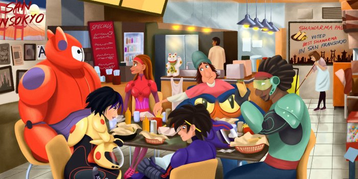 3507x2244 Baymax (Big Hero 6), Hiro Hamada (Big Hero 6), Wasabi (Big Hero 6