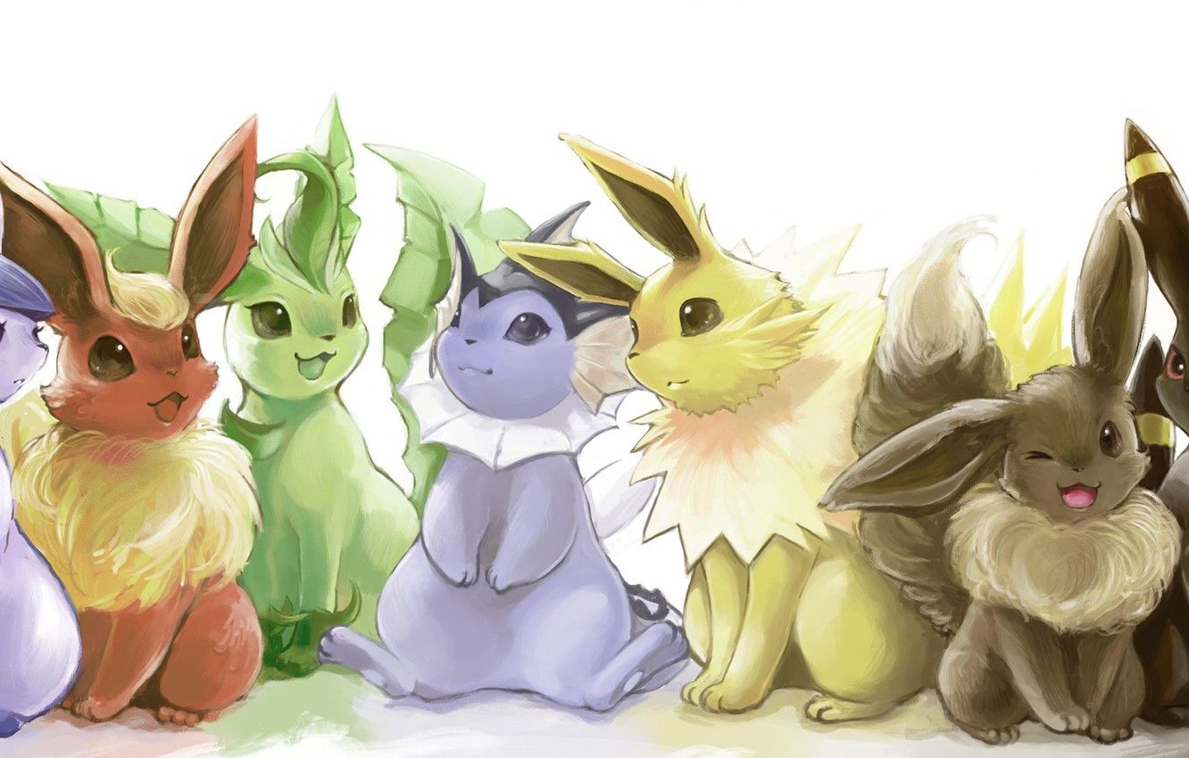 1332x850 Wallpaper anime, pokemon, pokemon, umbreon, flareon, glaceon, jolteon,  leafeon, espeon, vareon images for desktop, section прочее - download