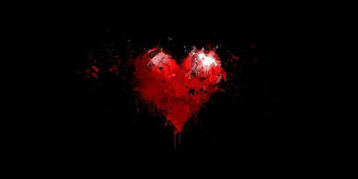 1600x900 Minimalism Black Red Heart Paint Drop HD Love Wallpaper | red in