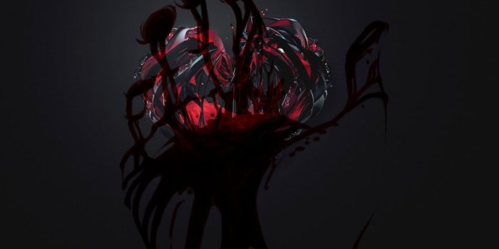 1577x1080 Black and red abstract illustration, heart, blood HD wallpaper