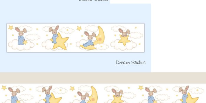 1500x2426 Wallpaper Borders 37636: Bunny Nursery Baby Boy Wallpaper Border