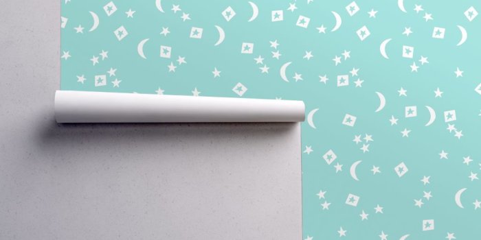 1024x1024 night sky // stars and moon mint kids baby nursery wallpaper