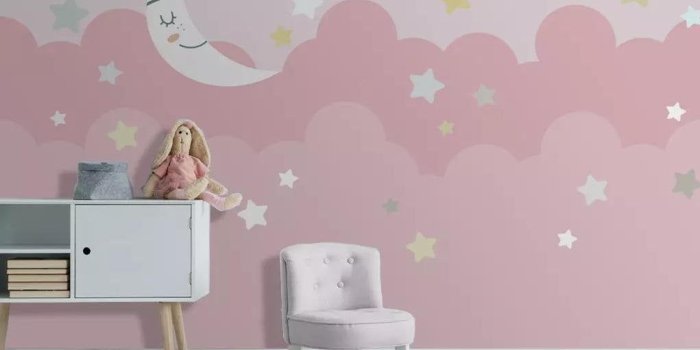1021x801 pink clouds background wallpaper for nursery bedroom baby moon and star  wall mural for baby girls room wall paper decal