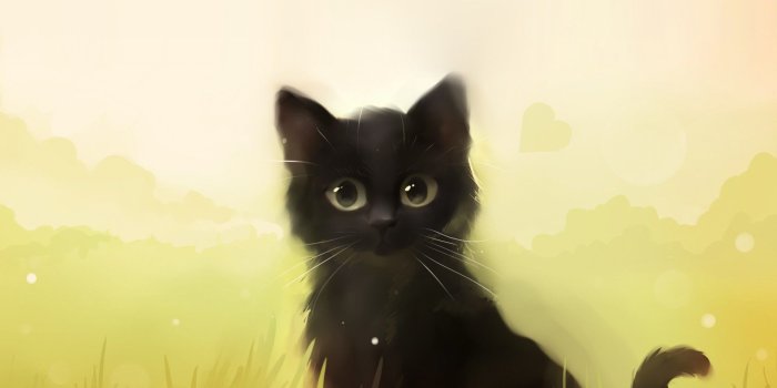 1920x1200 Cute Black Cat Painting Wallpaper