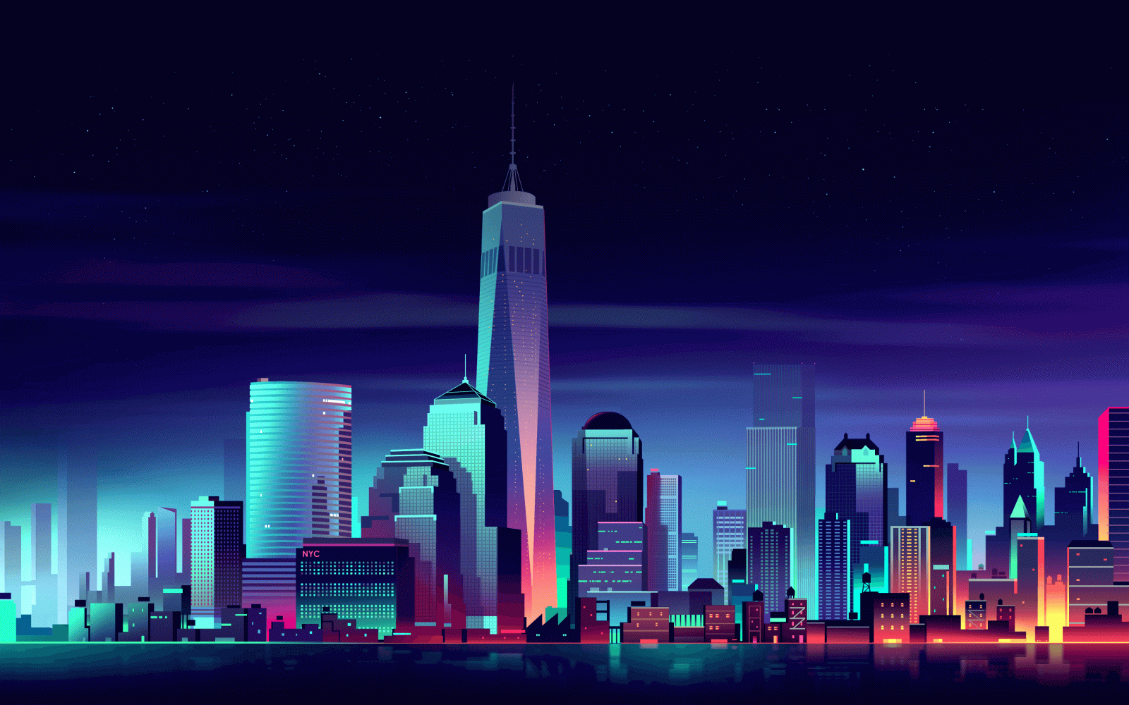 2880x1800 Neon City Wallpapers
