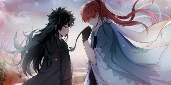 1332x850 Wallpaper anime, two, long hair, Fanart, Boku no Hero Academy