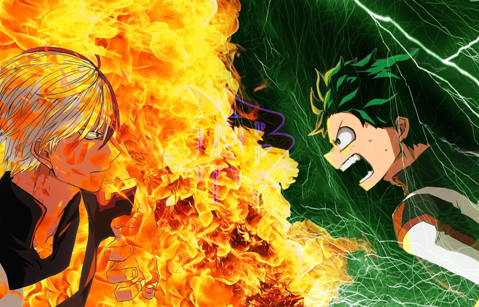 3250x2080 Yellow and red petaled flowers, Boku no Hero Academia, Midoriya