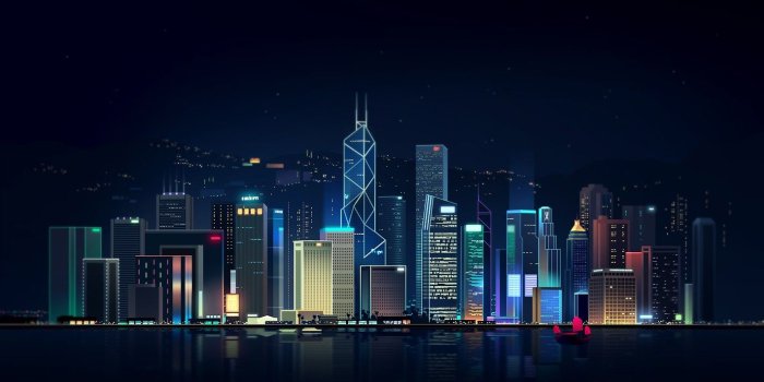 1422x800 Hong Kong Abstract City Neon Art Free Wallpaper download - Download