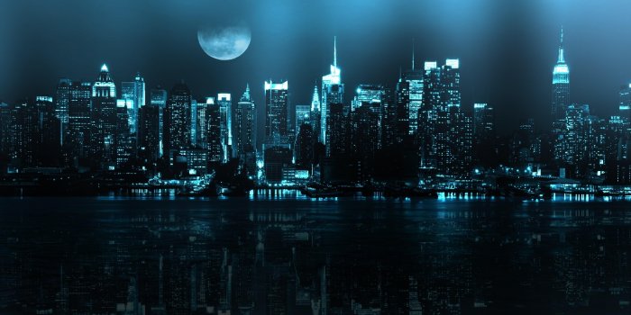 3840x2160 New York Blue Neon Lighting Of The City Night View Hd Wallpaper