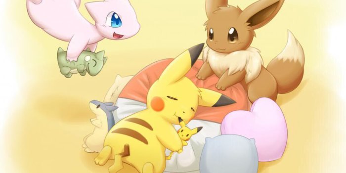 1024x935 Mew, Eevee, and Pikachu in a Play Room - Mew the Pokemon Photo
