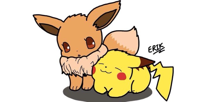 1024x768 Eevee and Pikachu drawing! 
