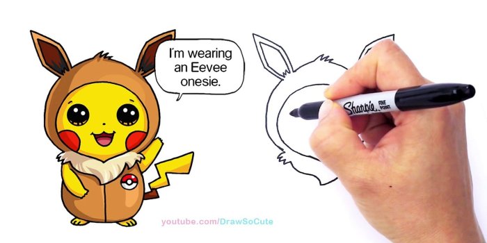 1920x1080 Pokemon CHALLENGE - How to Draw Pikachu in Eevee Onesie step by step CUTE