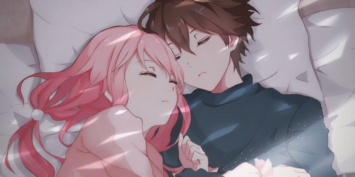 1280x1024 Download 1280x1024 Ouma Shu, Yuzuriha Inori, Sleeping, Couple