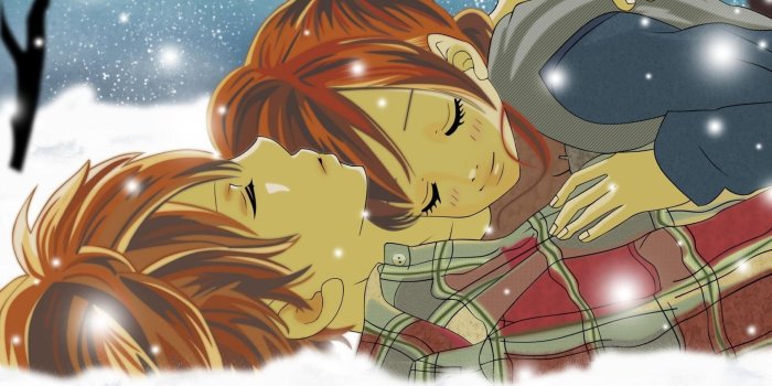 1920x1200 Anime Couple in the Snow | WallpapersWebs