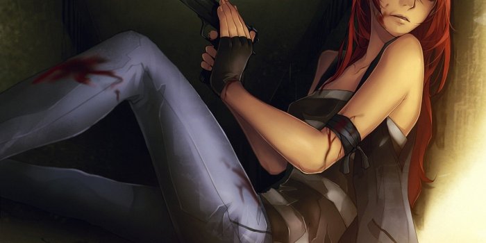 1920x1200 7 Eyes Guns Blood Redheads Weapons Artwork Drawings Anime Anime