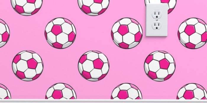 1024x1024 soccer balls - dark pink on Isobar by littlearrowdesign | Roostery