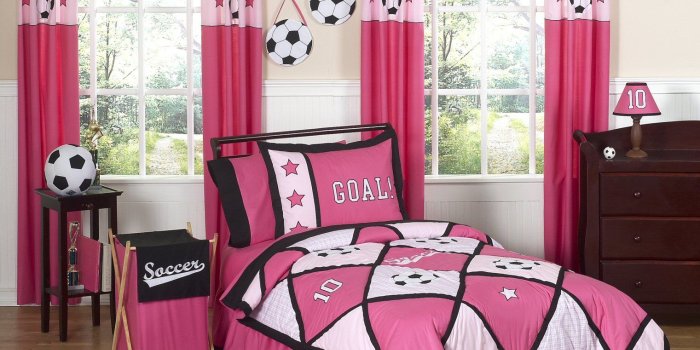 1521x1300 Pink Soccer Bedding for Girls Twin Comforter Set