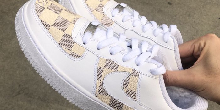 1124x1124 Low Top Air Force 1 LV Checkered in 2019 | Custom Nike Air Force 1