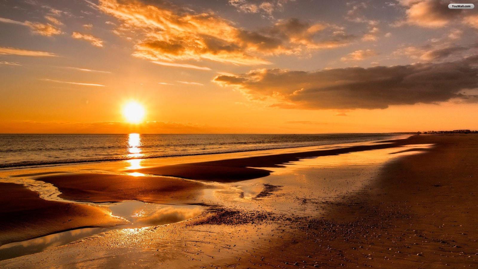 1920x1080 Beach Sunset Desktop Wallpaper 08701 - Baltana