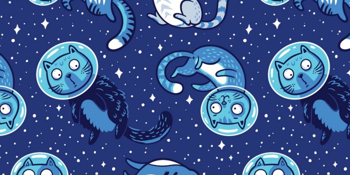 1600x1200 Download wallpaper 1600x1200 cats, astronauts, space suit, pattern