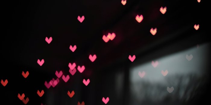 5120x2880 Small Pink Heart in Black Background 5K Abstract Wallpaper | HD