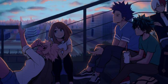 2560x1440 My Hero Academia - Mina Ashido,Ochaco Uraraka,Izuku Midoriya,Shoto
