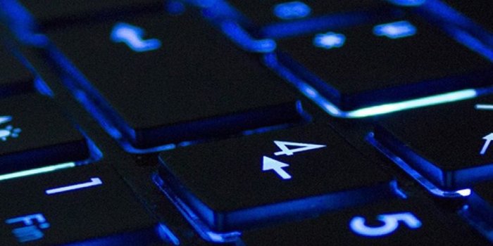 1080x1920 Blue Neon Illuminated Computer Keyboard #iPhone #6 #plus #wallpaper