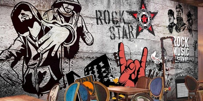 1000x800 US $18.0 50% OFF|Free Shipping Custom 3d Hip Hop Graffiti Wallpaper Bar KTV  Decorative Mural Retro Retro Hip Hop Rock Music Bar KTV Background-in