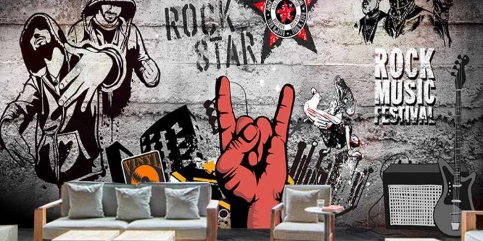 1000x800 Free Shipping Custom 3d Hip Hop Graffiti Wallpaper Bar KTV Decorative Mural  Retro Retro Hip-Hop Rock Music Bar KTV Background