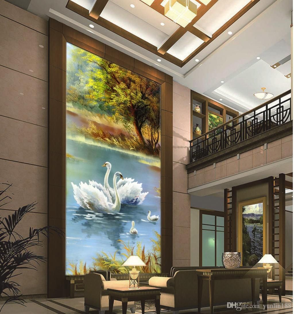 1024x1095 3d Wallpaper Beautiful Swan Lake Happy Swann One Indoor Porch Background  Wall Decoration Mural Wallpaper