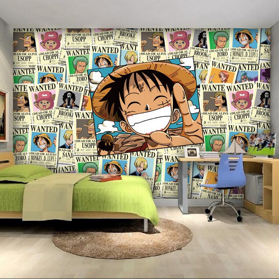 915x915 US $26.99 |Custom photo Silk 3D wallpaper for walls 3 D kid bed room hotel  shop Luffy TV background wall covering One Piece mural wallpaper-in