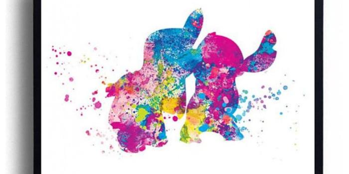 1024x768 Lilo and Stitch Watercolor Print Ohana Family print Lilo and Stitch