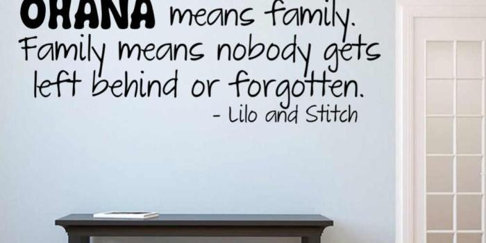 1000x1000 Fashion OHANA MEANS FAMILY Cartoon Design wall sticker Lilo and Stitch  movie wall quote kids vinyl decals wall stickers for kids
