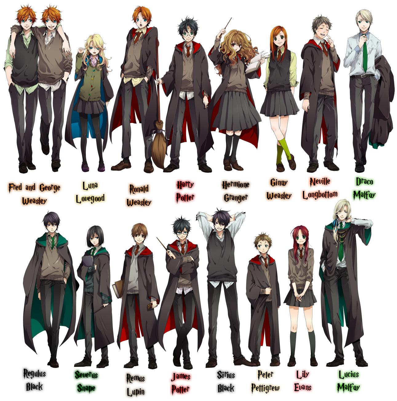 1291x1304 Harry Potter Characters Drawn Anime Style | This is it.
