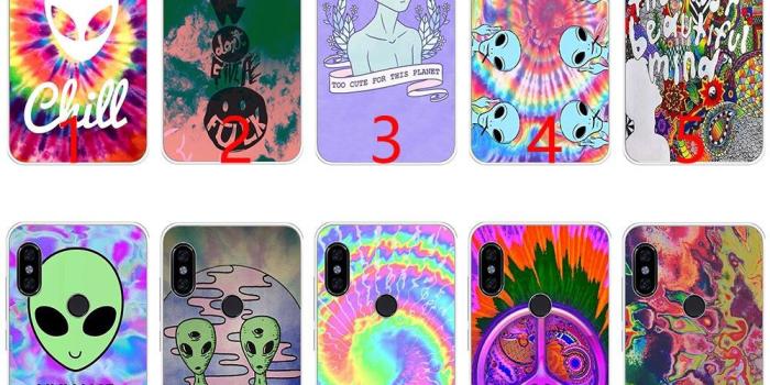 1000x1000 Trippy Tie Dye Peace sign Alien Soft Silicone TPU Phone Case for Xiaomi Mi  A1 5X 6 6X 8 SE Mix 2S A2 Lite Cover
