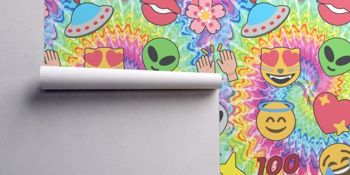 1024x1024 custom smaller aliens emoji tie dyes wallpaper - raveneve - Spoonflower