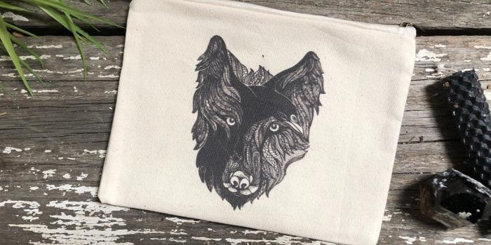 1024x768 Wolf and Raven Canvas Bag