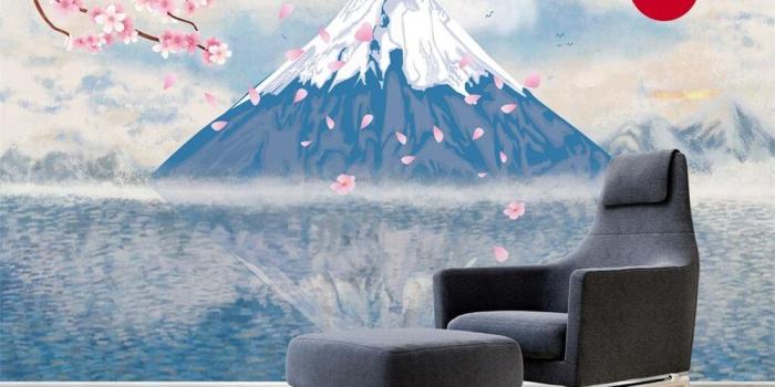 1000x800 US $9.0 40% OFF|Beibehang Custom wallpaper home decor mural hand painted  abstract Japanese style Mt. Fuji cherry TV background wall 3d wallpaper-in 