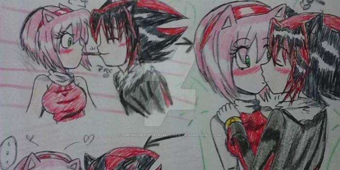 774x1032 Shadamy : Pocky Kiss by AmyRoseXShadowlover