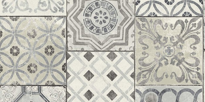 1474x1500 Moroccan Tile Wallpaper in Blue (Gray & Cream)