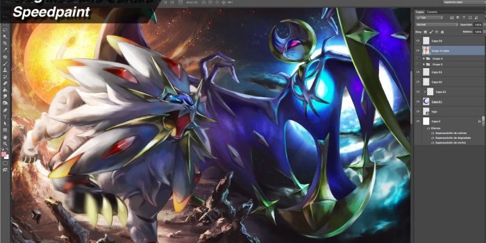 1280x720 Solgaleo and Lunala - speedpaint - Pokemon sun and moon