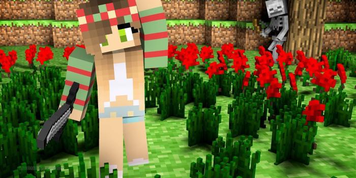 1280x720 Cute Flower Girl Minecraft Skin