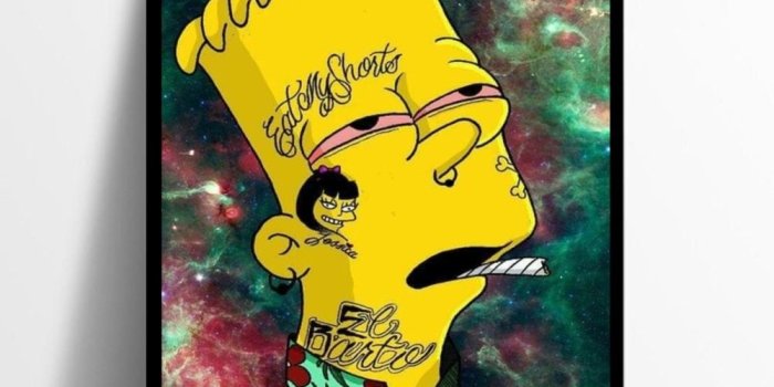 1000x1000 Bart Cartoon On Weed Wallpaper Canvas Painting Print Living Room