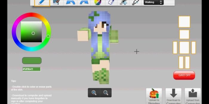 1280x720 making a creeper girl minecraft skin!