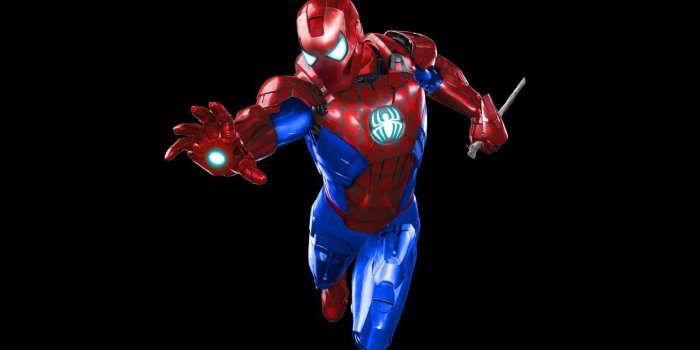 1280x720 Wallpaper Spider-Man, Iron Man, Iron Spider, Dark background, Black
