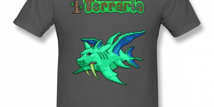 1000x1000 Terraria T Shirt Terraria Duke Fishron T-Shirt 100 Cotton Print Tee Shirt  Man Streetwear Plus size Short-Sleeve Funny Tshirt